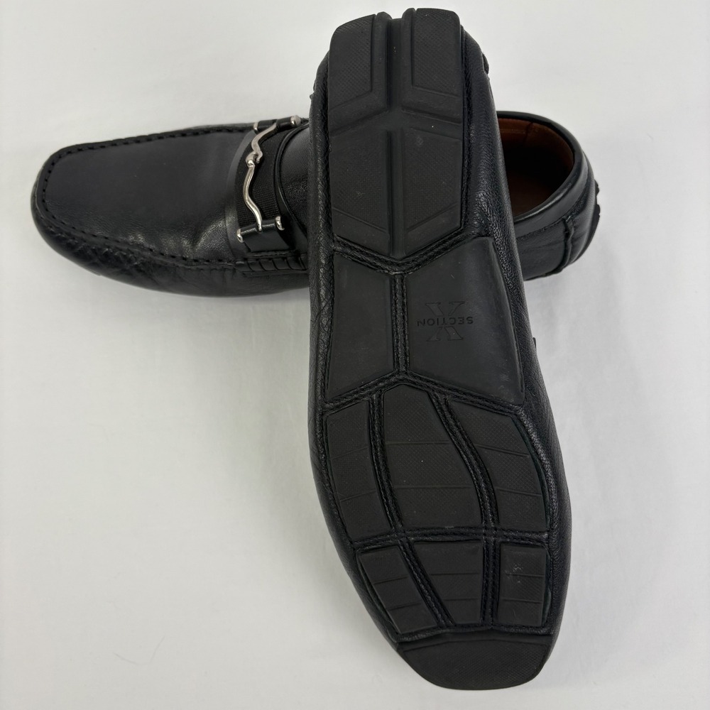 Section X Mens Black Leather Bit Driving Moc Loafers Size 10 M - Picture 9 of 10